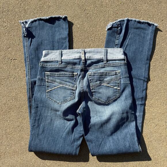Ariat 29L Capitola Mid Rise Piper Flare Blue Jeans Frayed Hem 10030252 29x35 - Picture 1 of 10